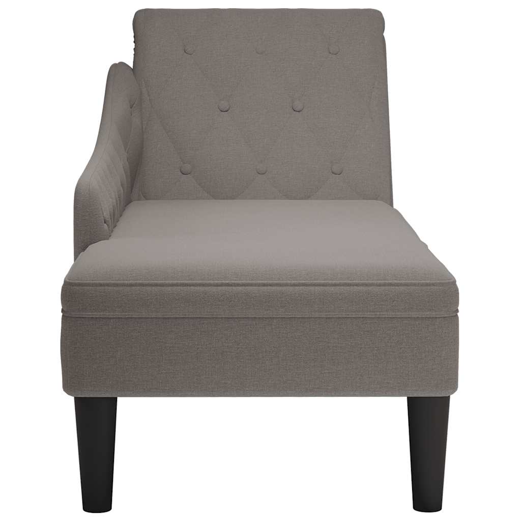 Chaise longue met kussen en rechterarmleuning stof taupe