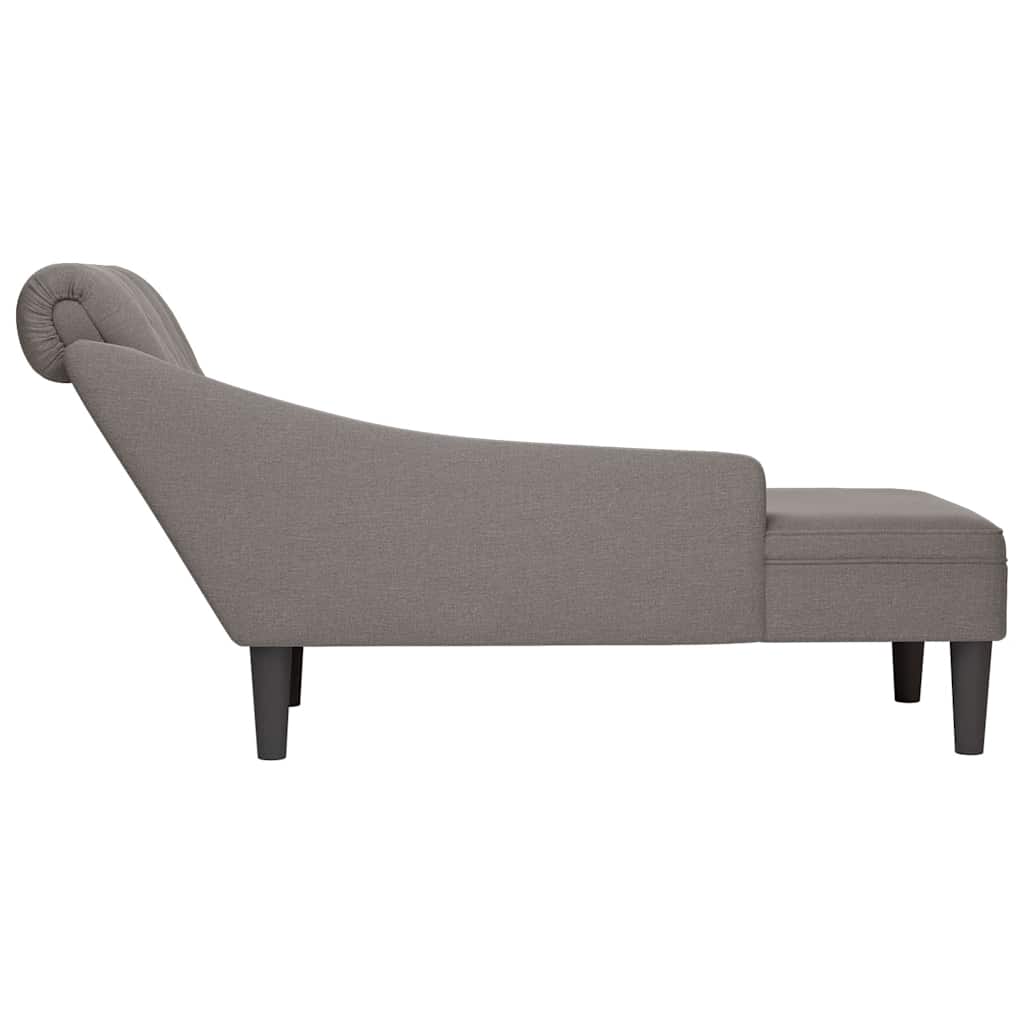 Chaise longue met kussen en rechterarmleuning stof taupe
