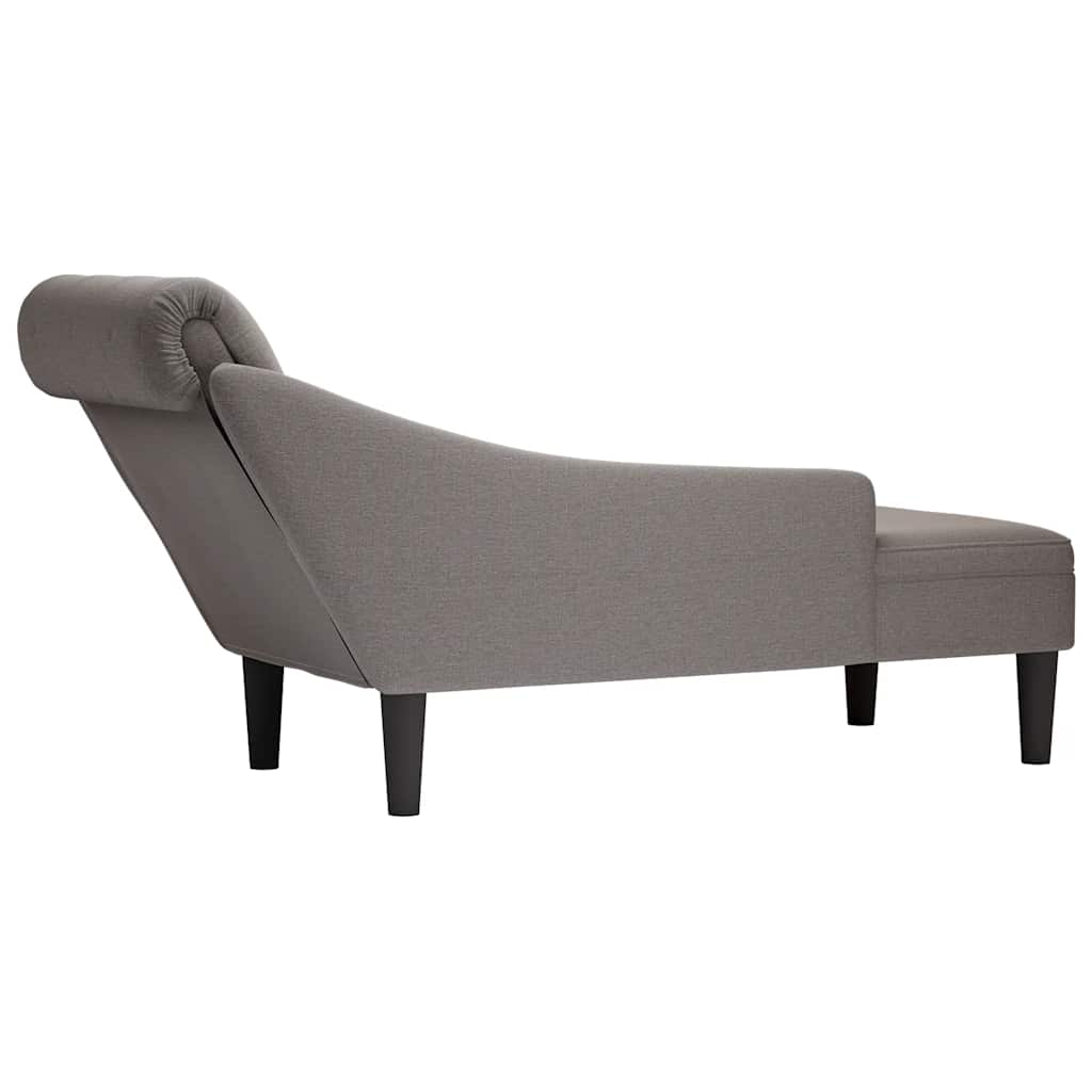 Chaise longue met kussen en rechterarmleuning stof taupe