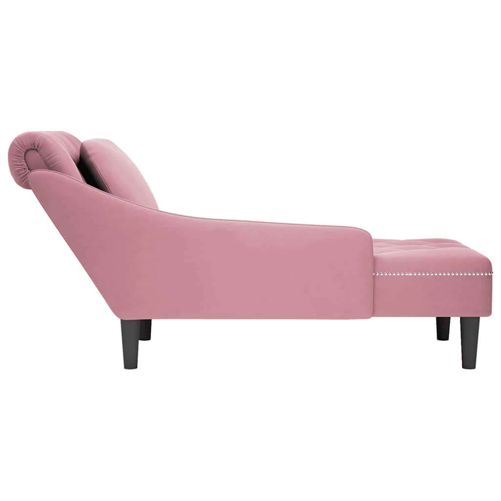 Chaise longue met kussen en rechterarmleuning fluweel roze