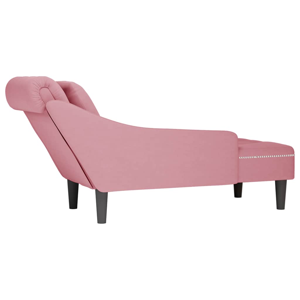 Chaise longue met kussen en rechterarmleuning fluweel roze