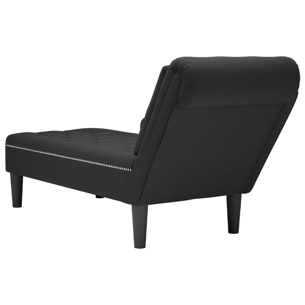 Chaise longue met kussen en rechterarmleuning fluweel zwart