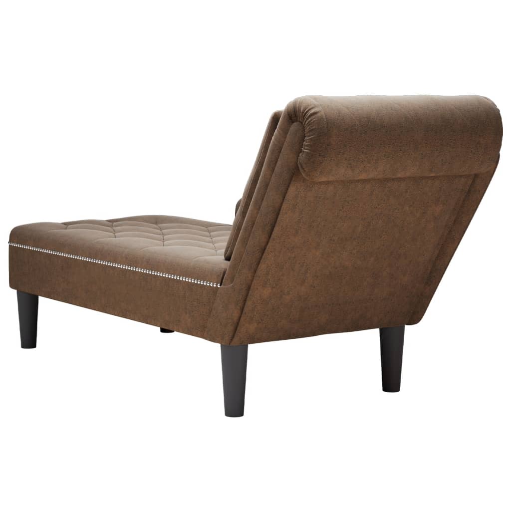 Chaise longue met kussen en rechterarmleuning kunstleer bruin