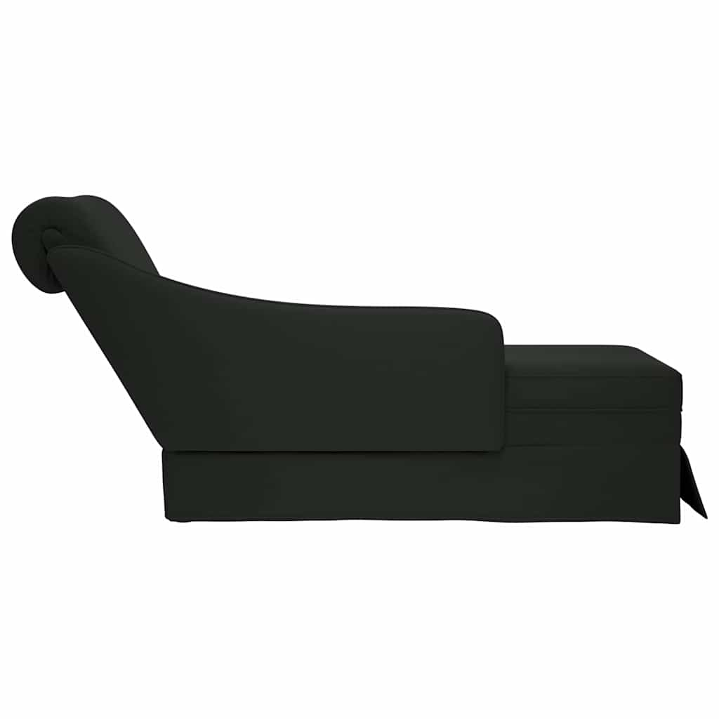 Chaise longue met bolster en rechterarmleuning fluweel zwart