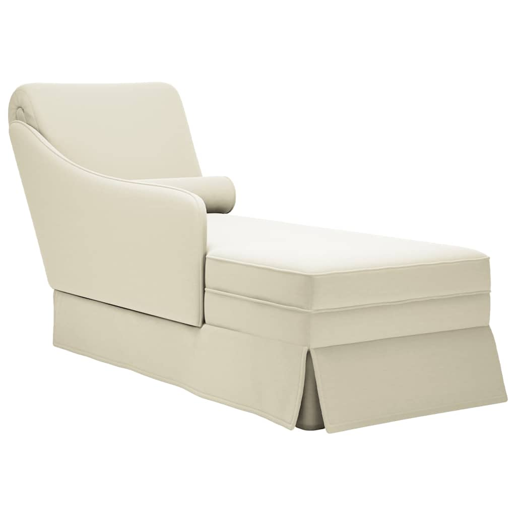 Chaise longue met bolster en rechterarmleuning fluweel crème