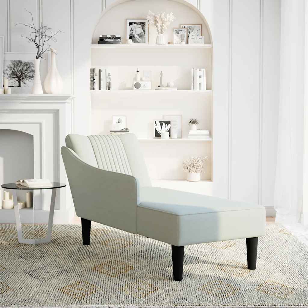 Chaise longue met rechterarmleuning fluweel lichtgrijs