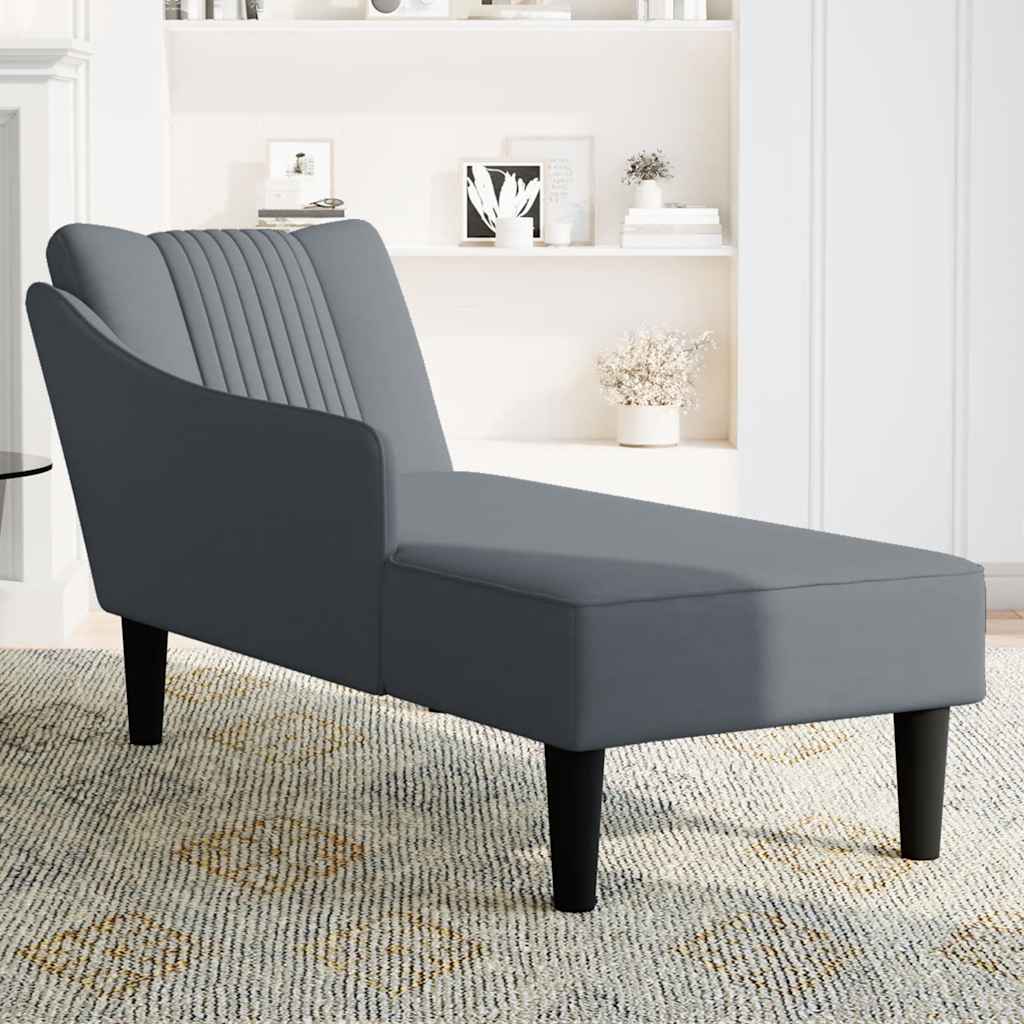 Chaise longue met rechterarmleuning fluweel donkergrijs