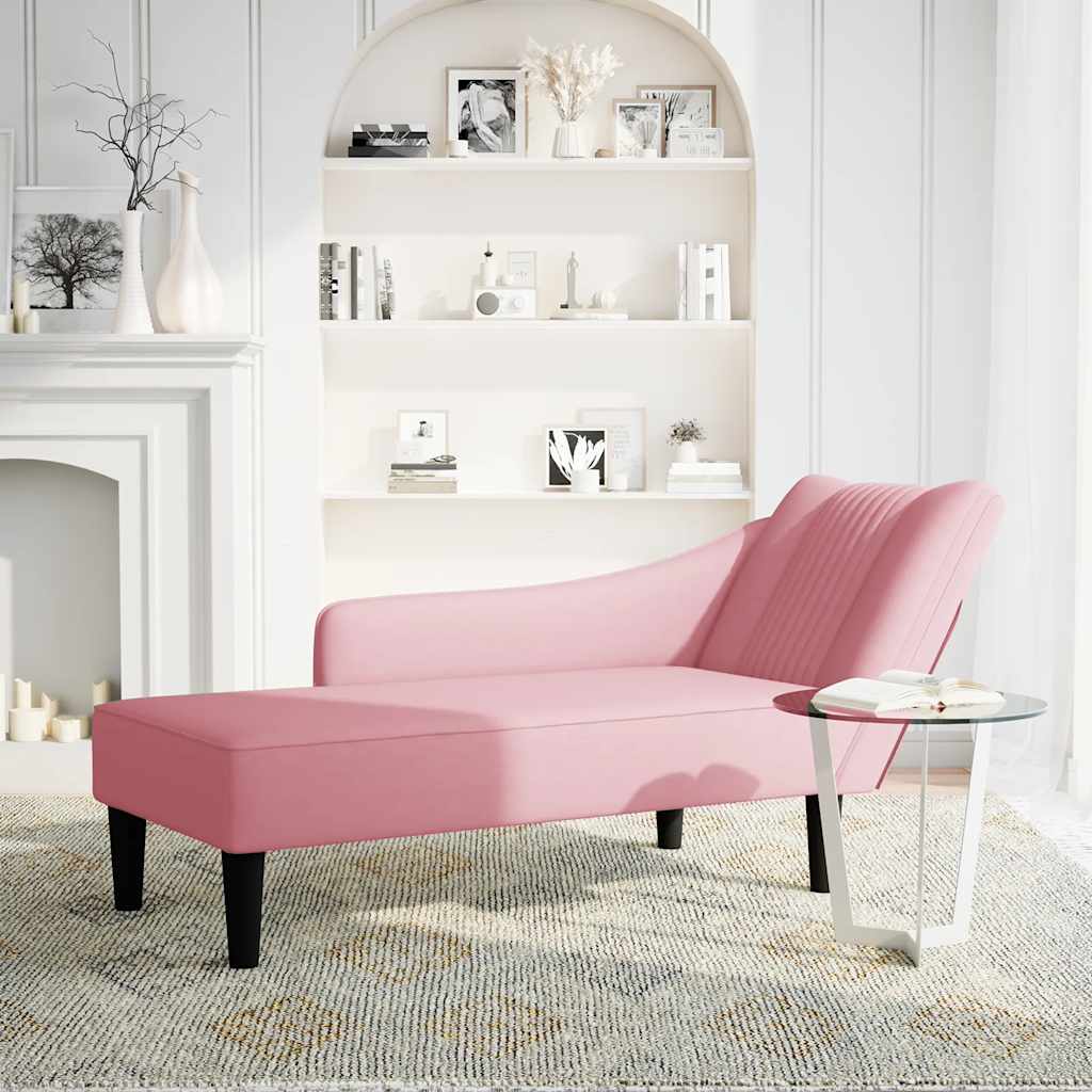 Chaise longue met rechterarmleuning fluweel roze