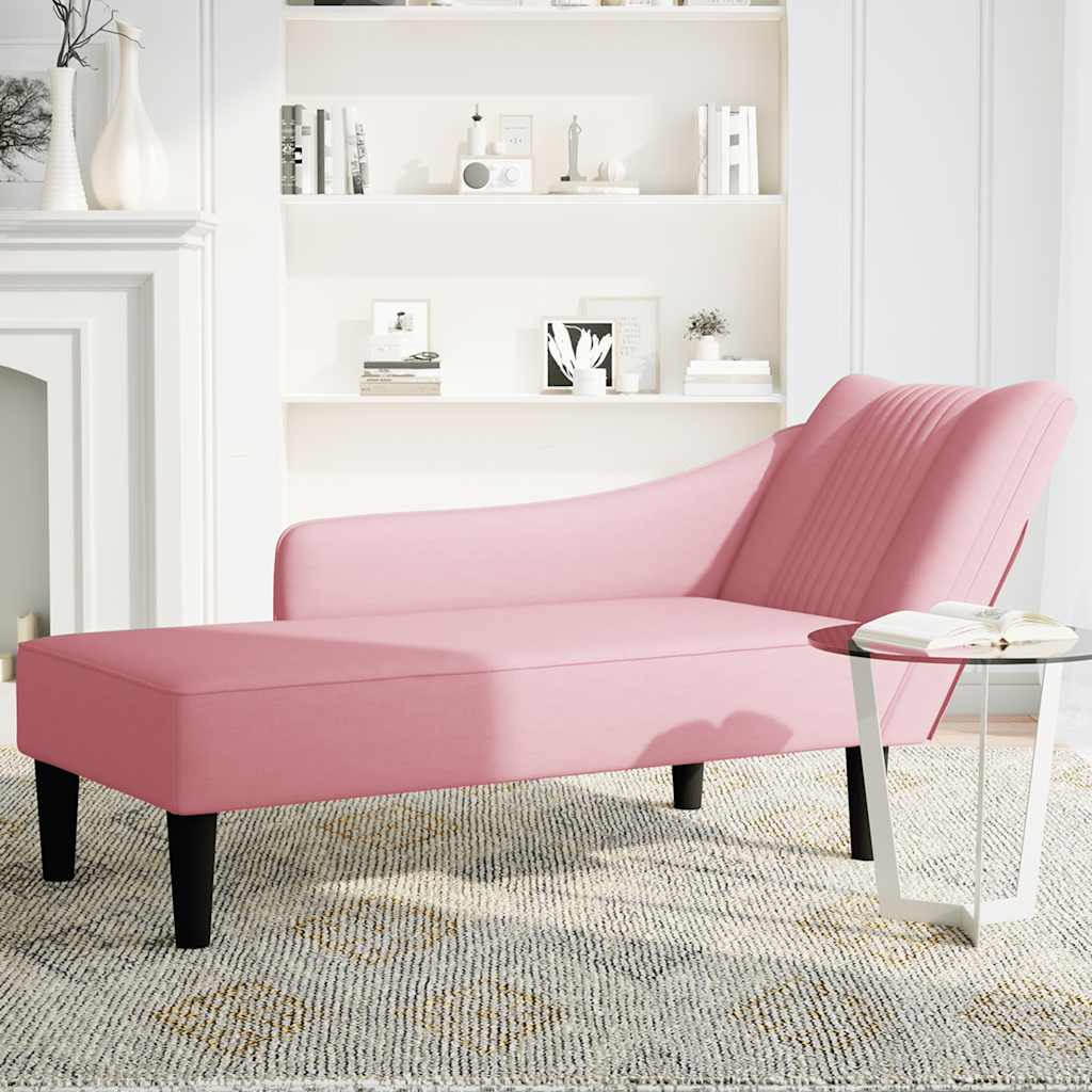 Chaise longue met rechterarmleuning fluweel roze