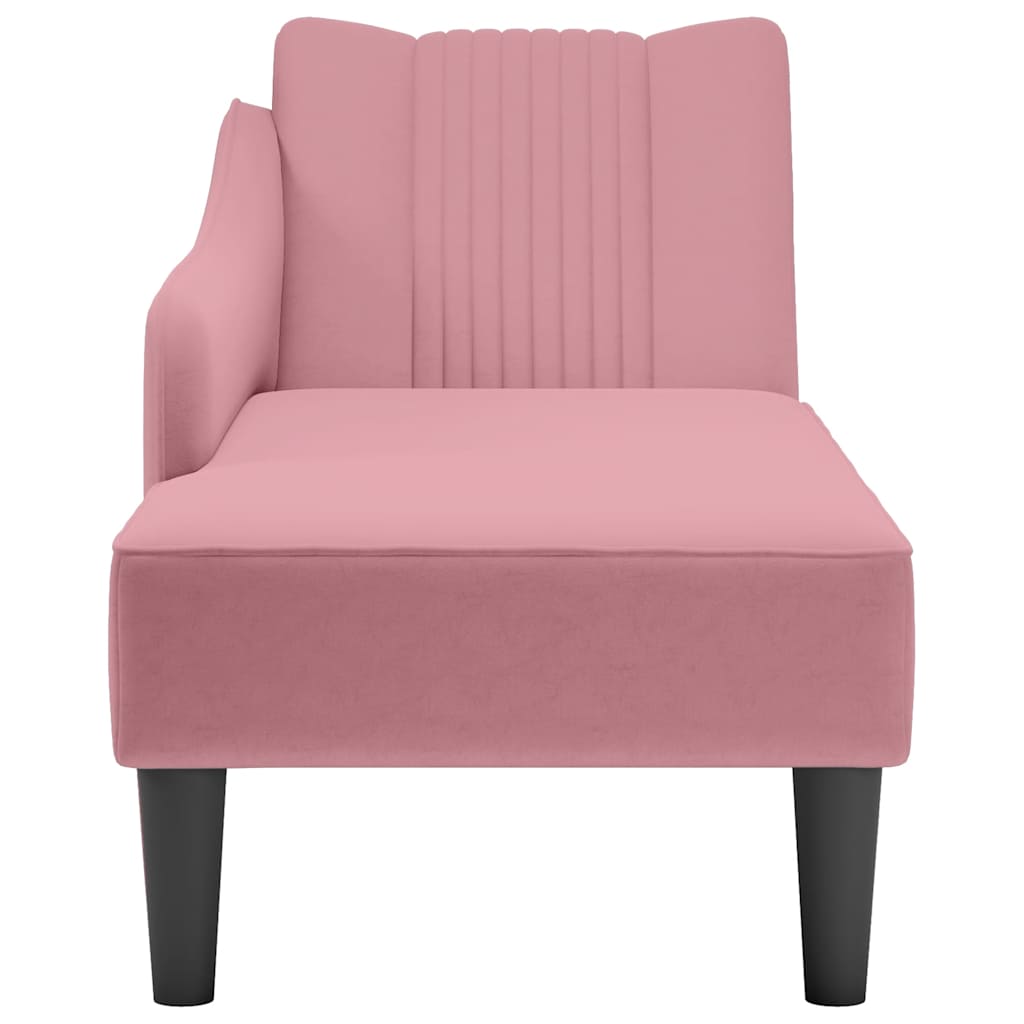 Chaise longue met rechterarmleuning fluweel roze