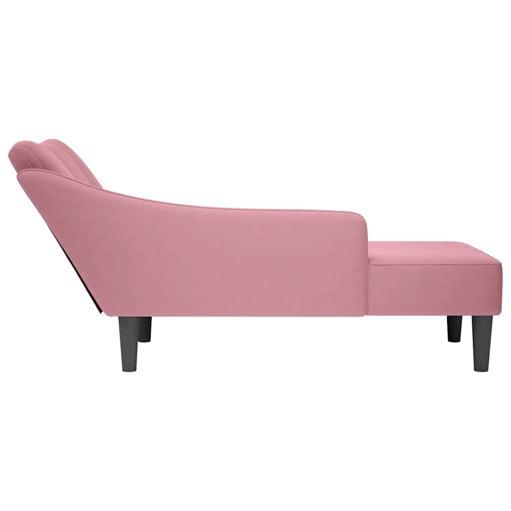 Chaise longue met rechterarmleuning fluweel roze