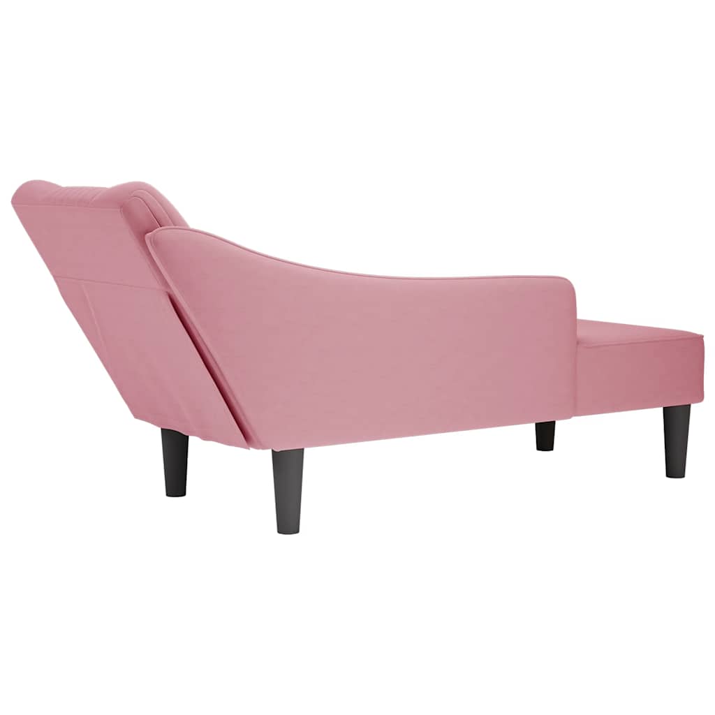 Chaise longue met rechterarmleuning fluweel roze