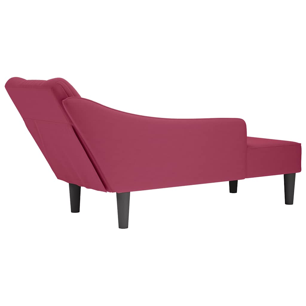 Chaise longue met rechterarmleuning fluweel wijnrood