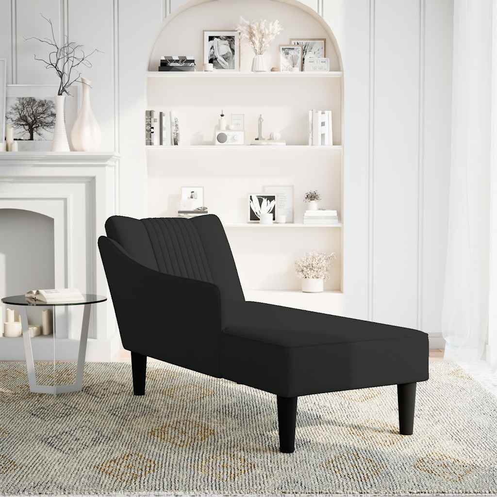 Chaise longue met rechterarmleuning fluweel zwart