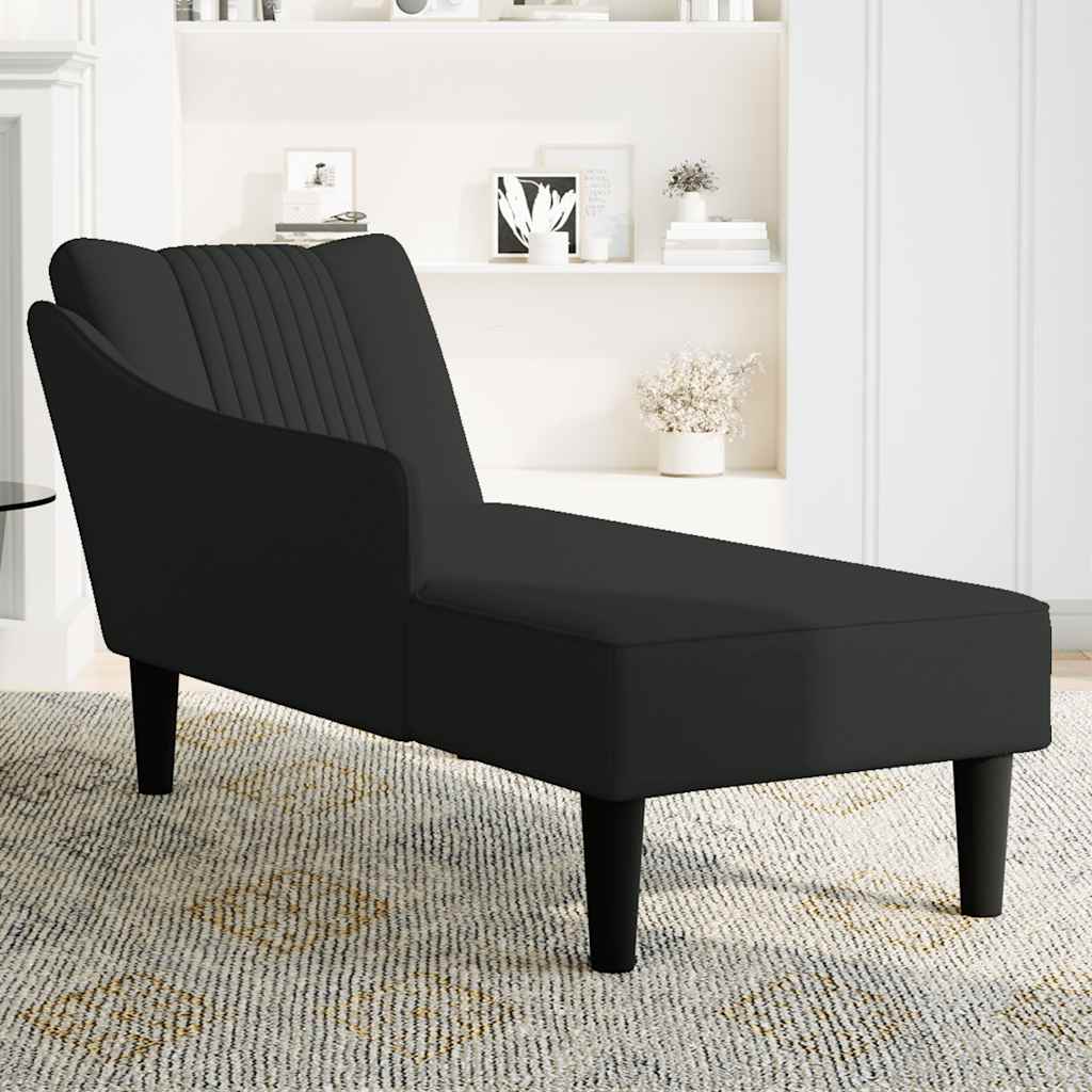 Chaise longue met rechterarmleuning fluweel zwart