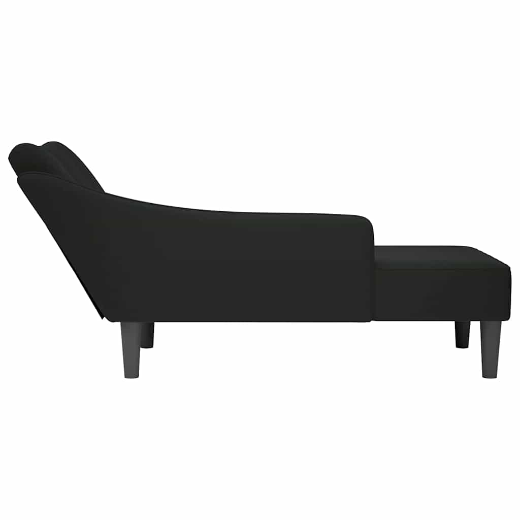 Chaise longue met rechterarmleuning fluweel zwart