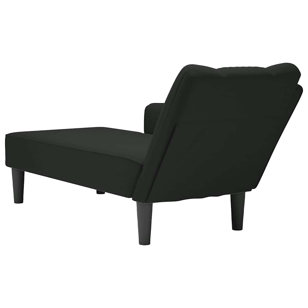 Chaise longue met rechterarmleuning fluweel zwart