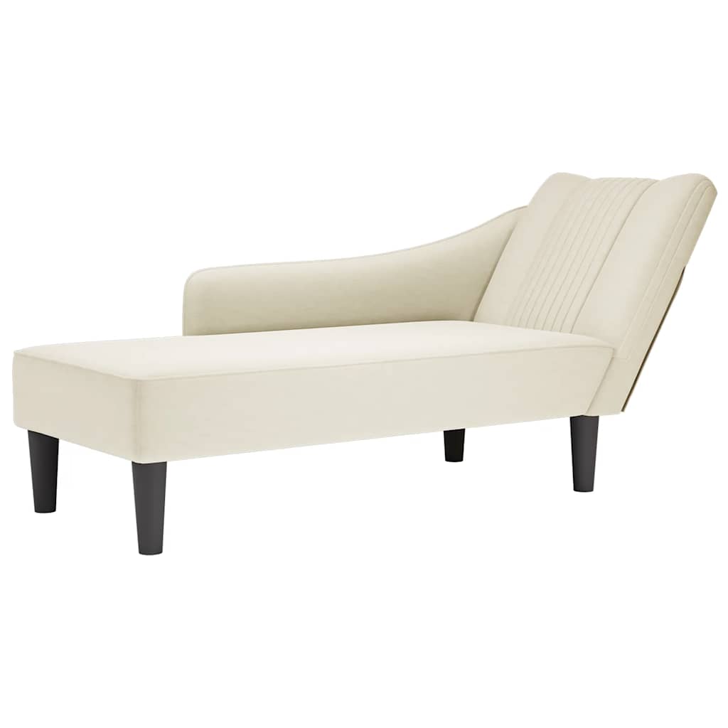 Chaise longue met rechterarmleuning fluweel crèmekleurig