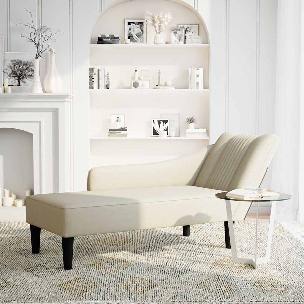 Chaise longue met rechterarmleuning fluweel crèmekleurig