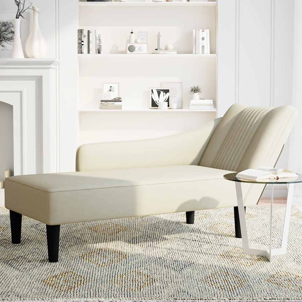 Chaise longue met rechterarmleuning fluweel crèmekleurig