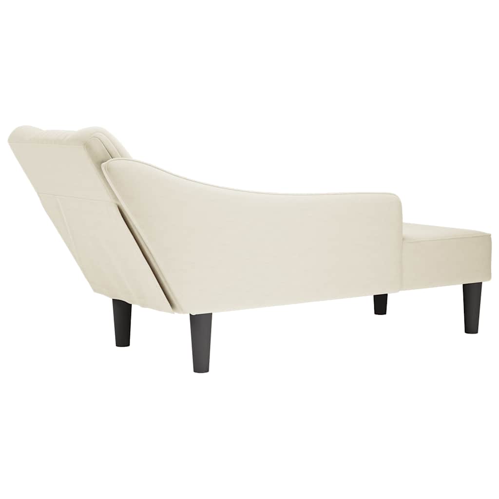 Chaise longue met rechterarmleuning fluweel crèmekleurig