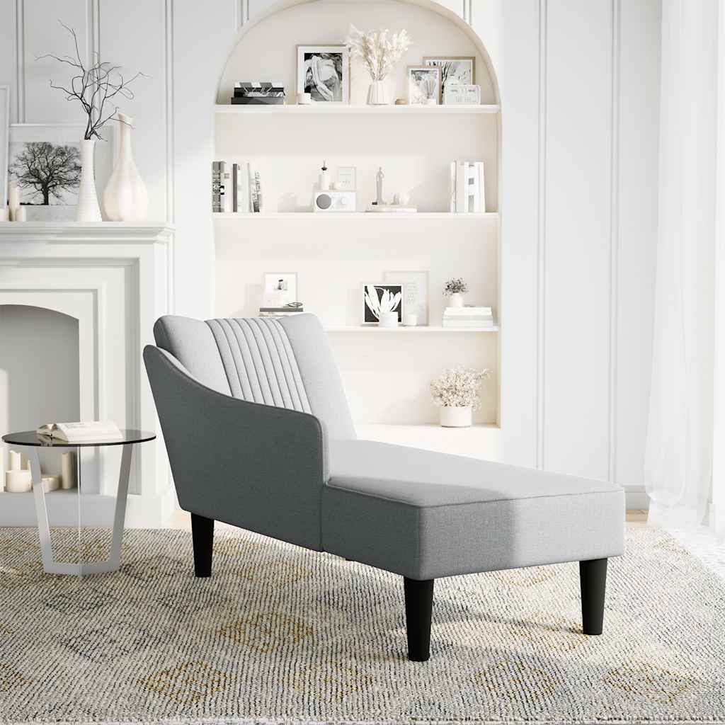 Chaise longue met rechterarmleuning stof lichtgrijs