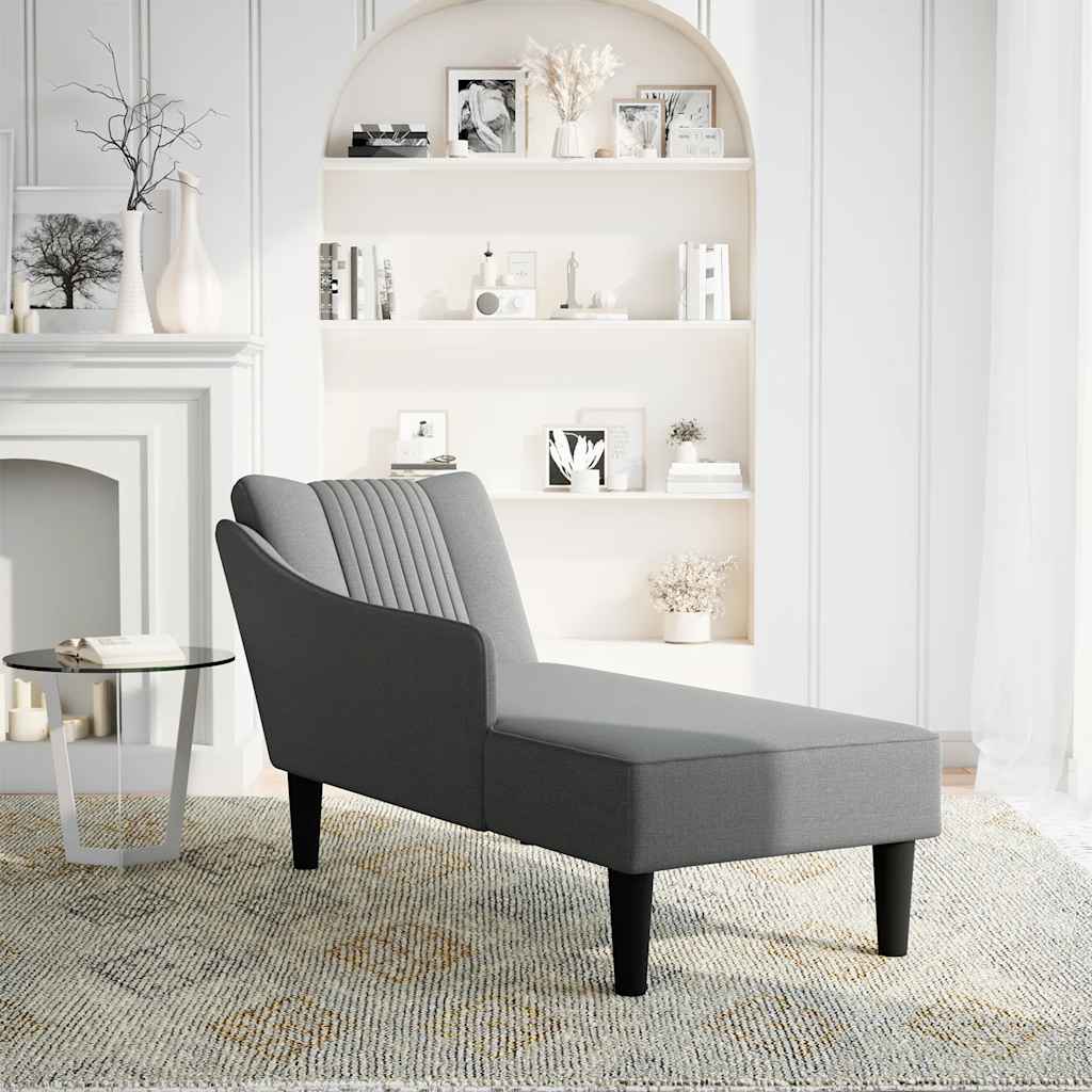 Chaise longue met rechterarmleuning stof donkergrijs