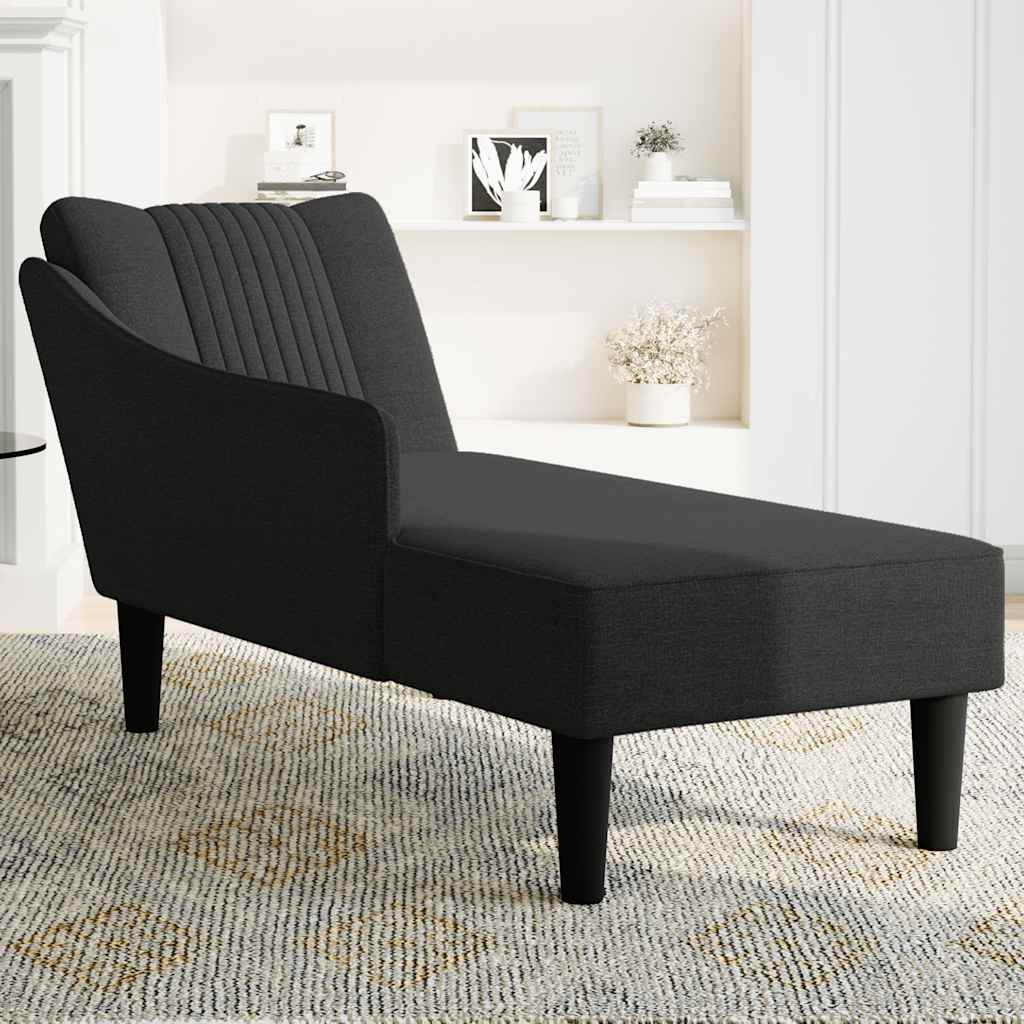 Chaise longue met rechterarmleuning stof zwart