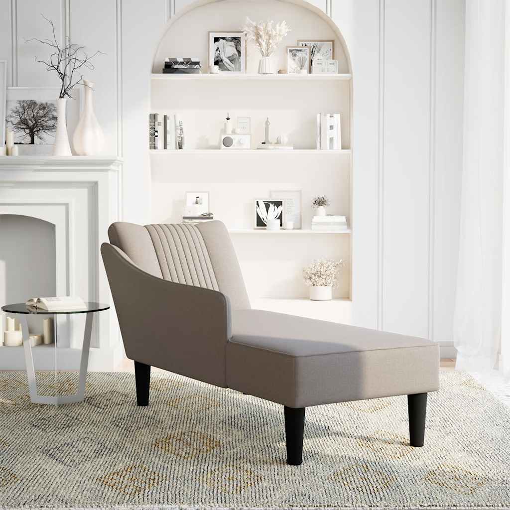 Chaise longue met rechterarmleuning stof taupe