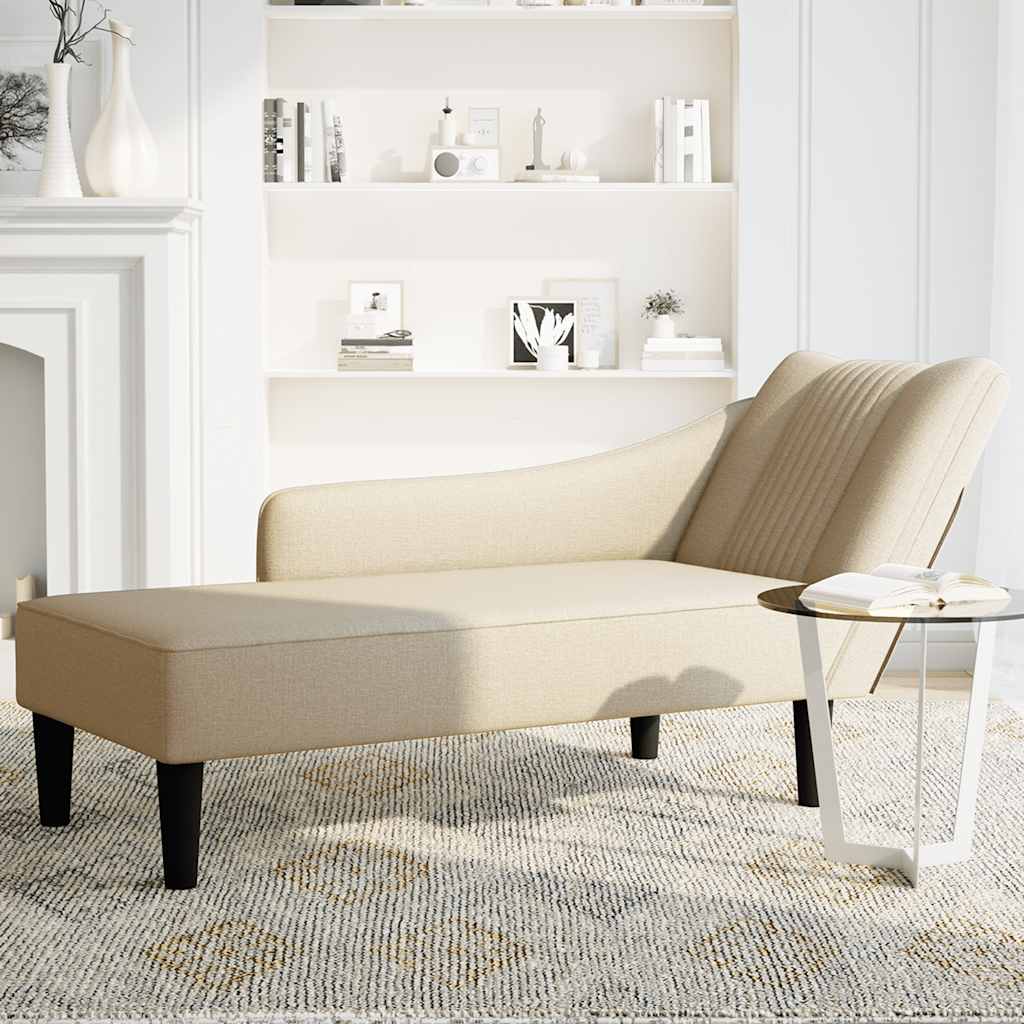 Chaise longue met rechterarmleuning stof crèmekleurig