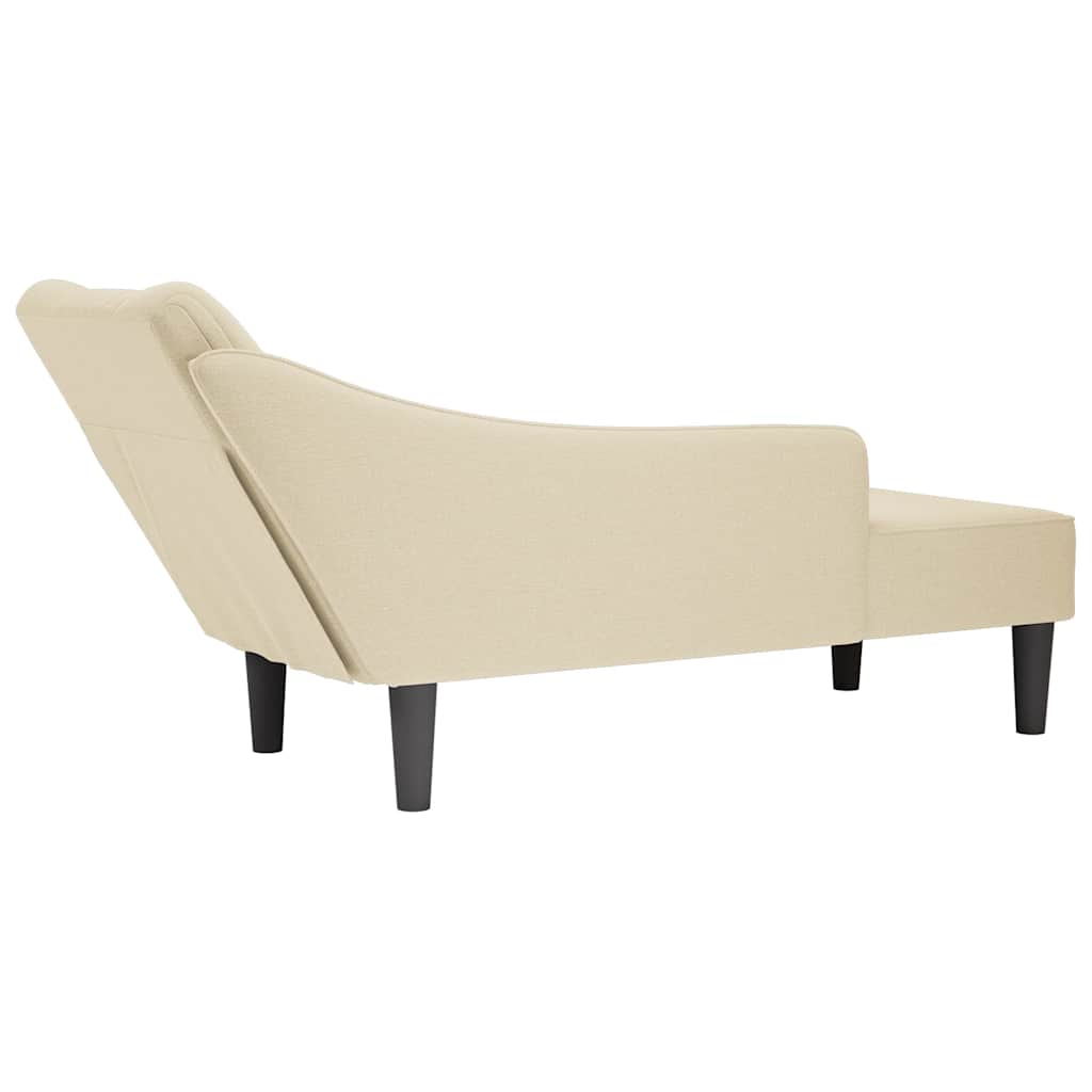 Chaise longue met rechterarmleuning stof crèmekleurig