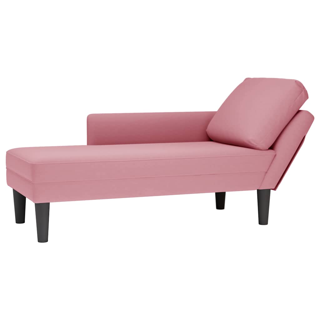 Chaise longue met kussen en rechterarmleuning fluweel roze