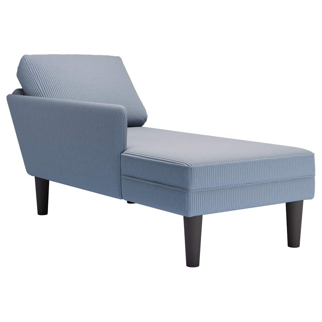 Chaise longue met kussen corduroy stof blauw