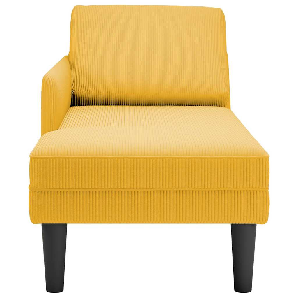 Chaise Longue Met Kussen Corduroy Stof Lichtgeel