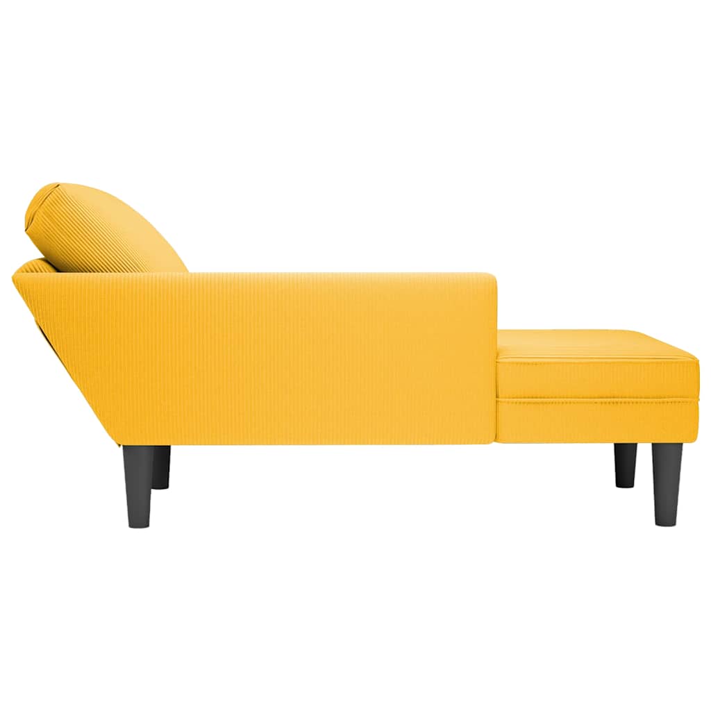 Chaise Longue Met Kussen Corduroy Stof Lichtgeel