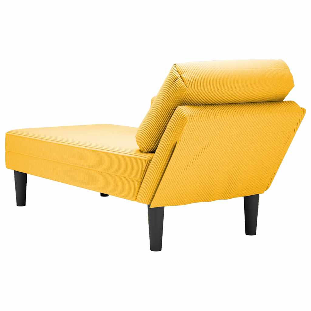 Chaise Longue Met Kussen Corduroy Stof Lichtgeel