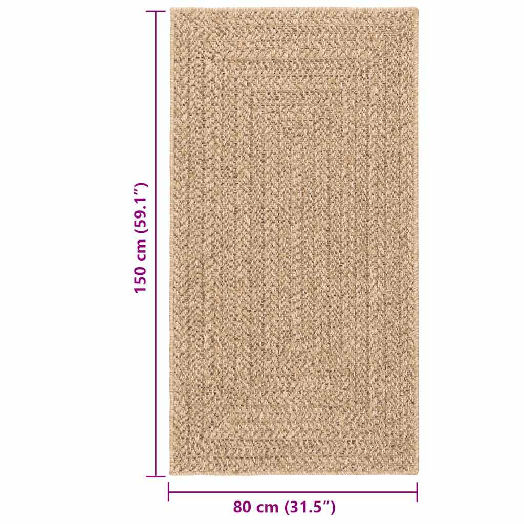 Vloerkleed ZIZUR beige binnen en buiten 80x150 cm jute look