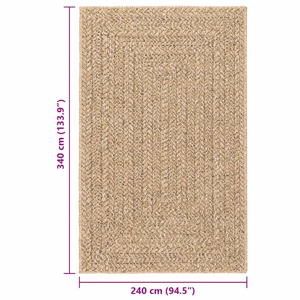 Vloerkleed ZIZUR beige binnen en buiten 160x230 cm jute look