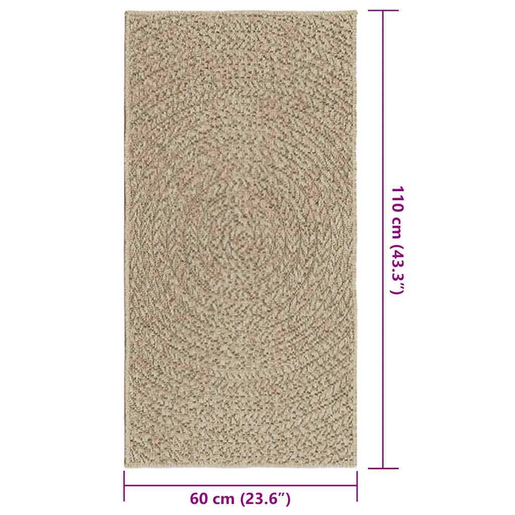 Vloerkleed ZIZUR beige binnen en buiten 60x110 cm jute look