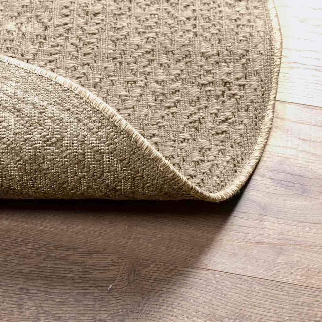 Vloerkleed ZIZUR beige binnen en buiten Ø 90 cm jute look