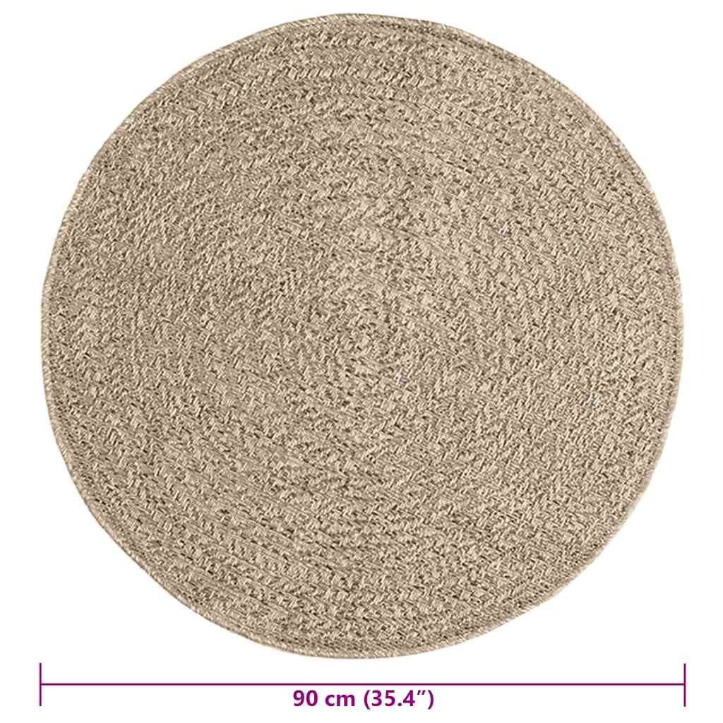 Vloerkleed ZIZUR beige binnen en buiten Ø 90 cm jute look