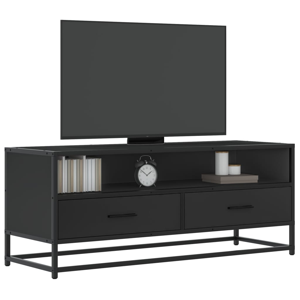 Tv-meubel 100x34,5x40 cm bewerkt hout en metaal zwart