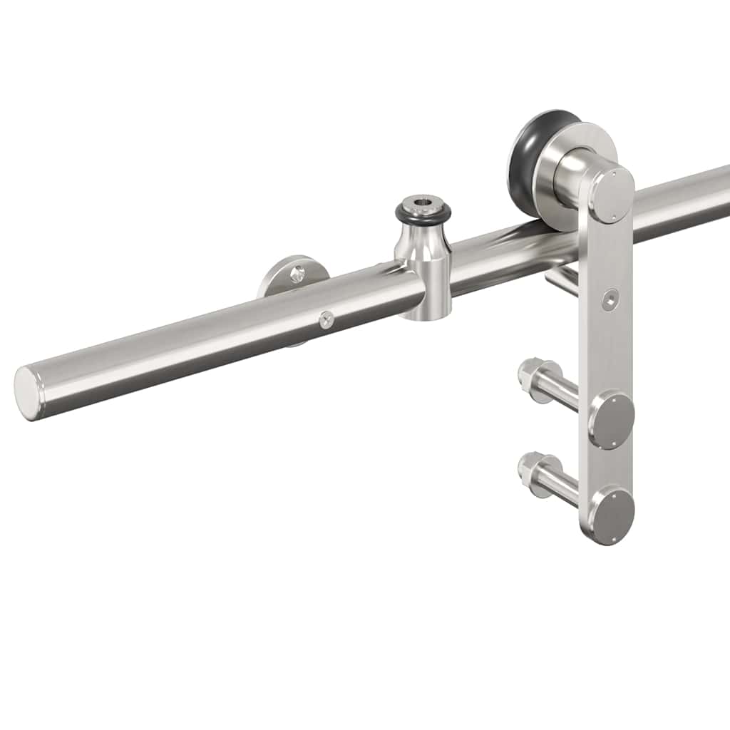 Schuifdeur onderdelenset 200 cm roestvrij staal zilverkleurig