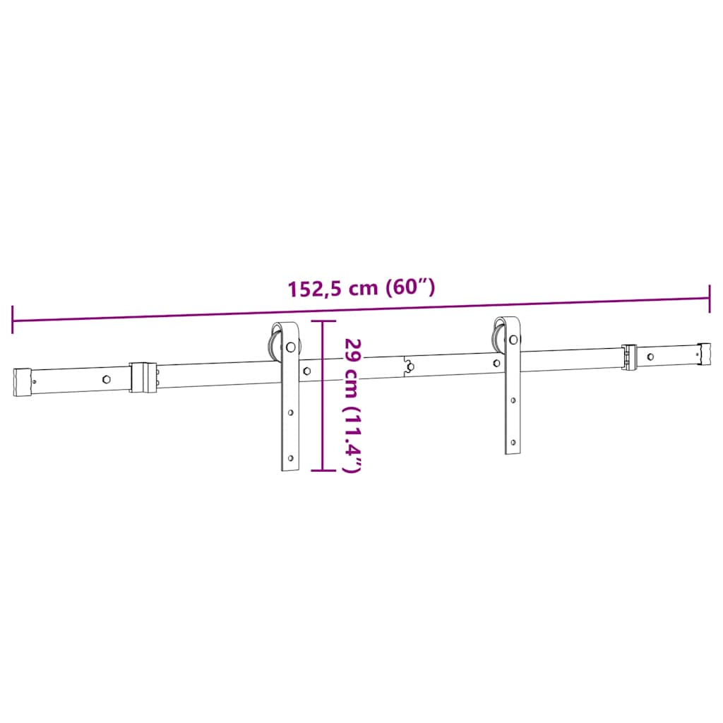 Doos met onderdelen voor schuifdeur 152,5 cm staal zwart