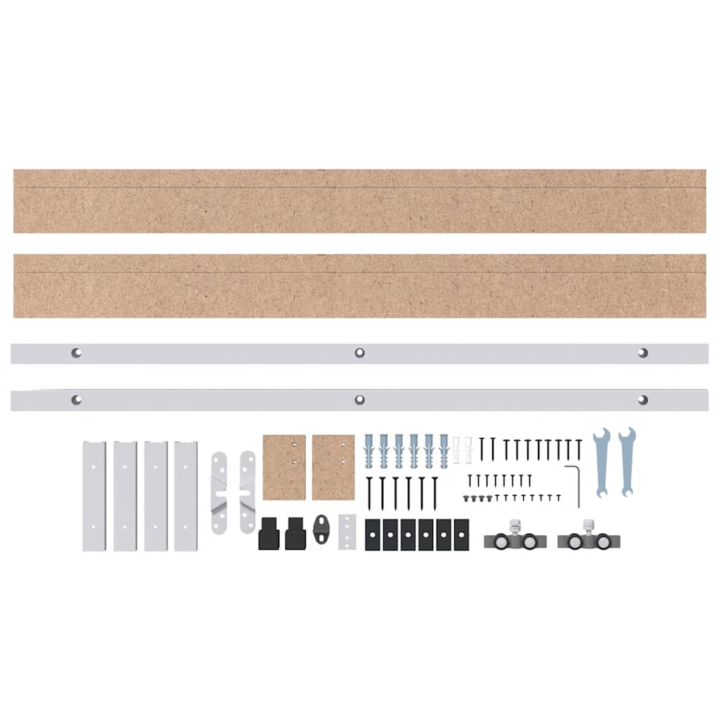 Beslagset schuifdeur 183 cm aluminiumlegering zilverkleurig