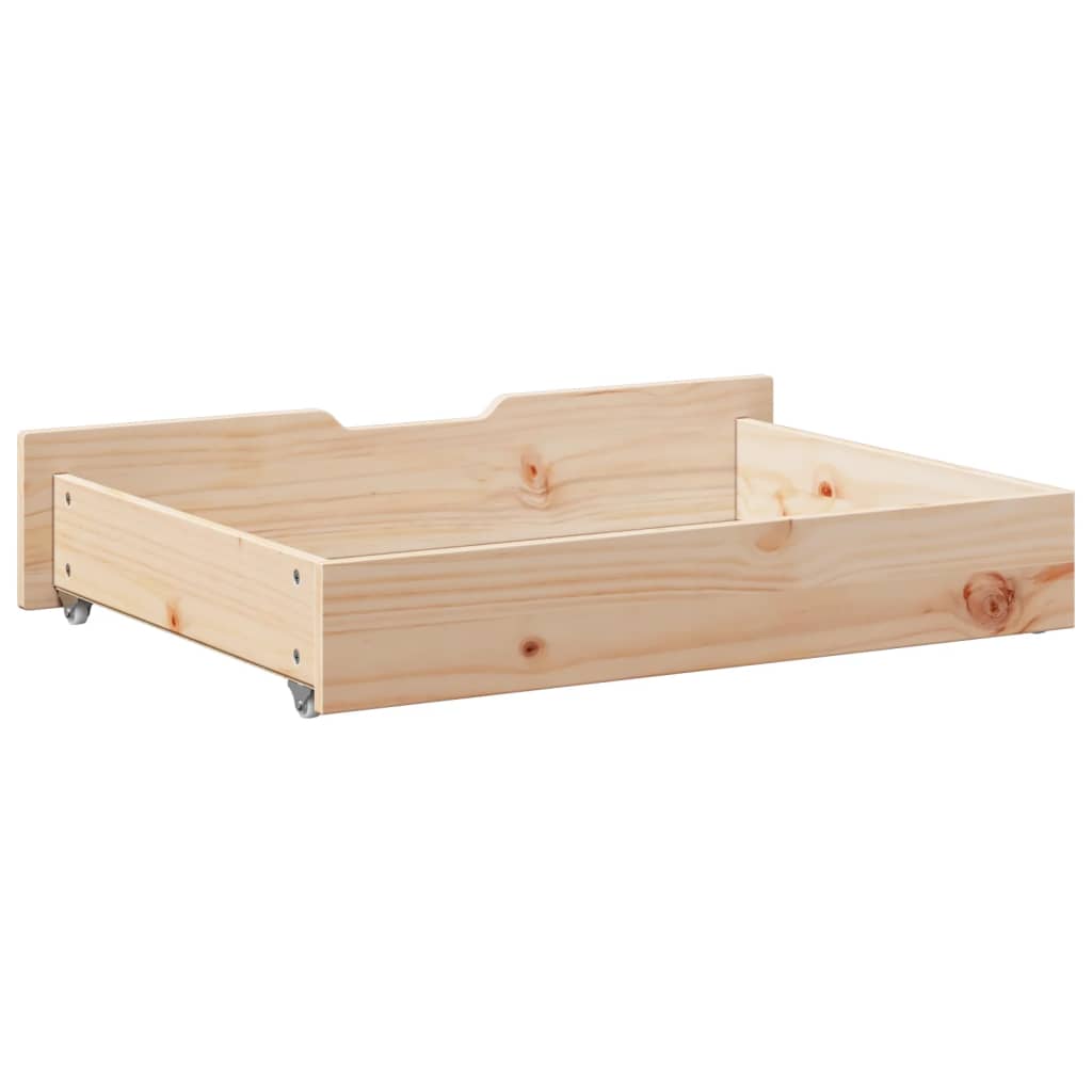 Bedlades 2 st met wieltjes 80x55x16 cm massief grenenhout