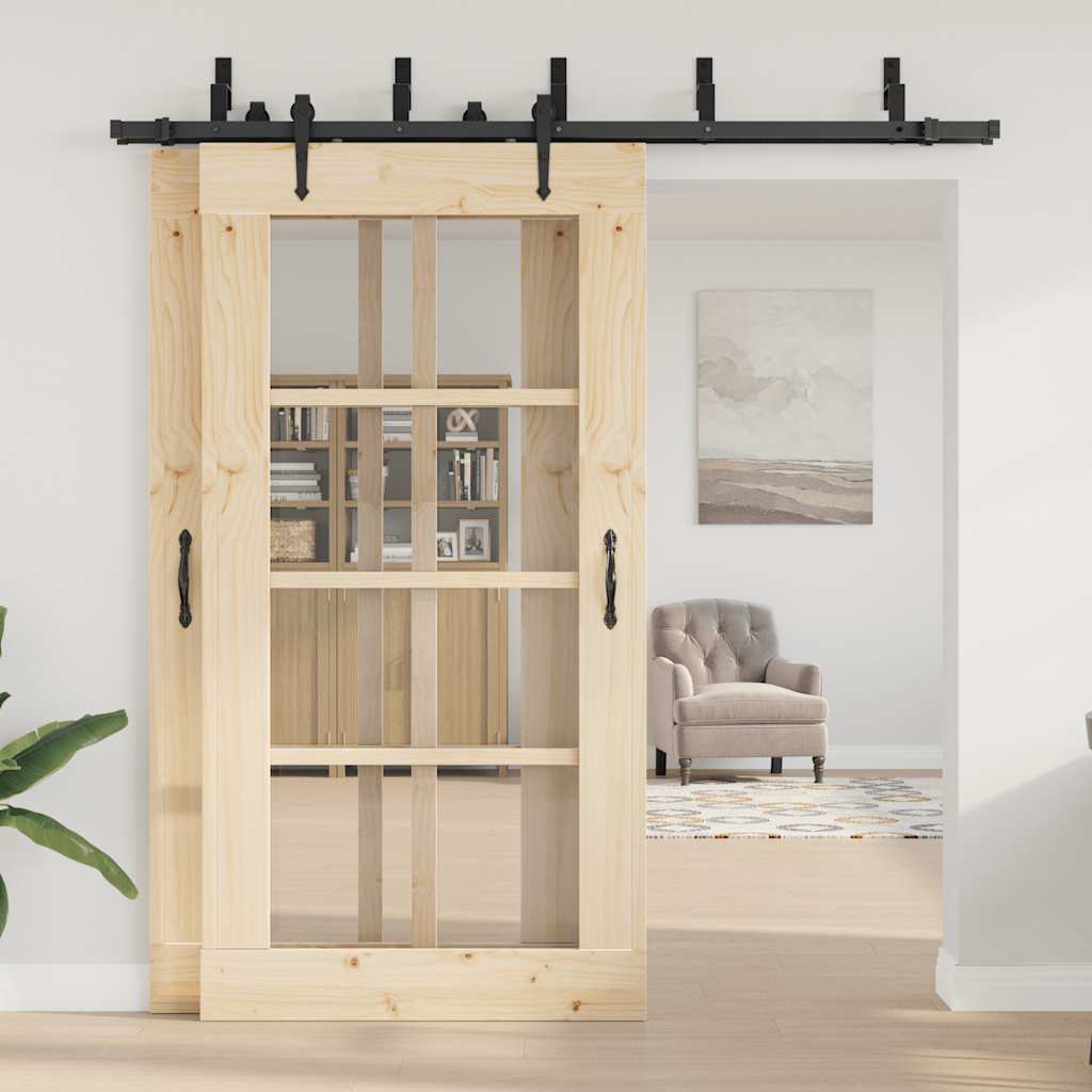 Doos met onderdelen voor schuifdeur 213,5 cm staal zwart