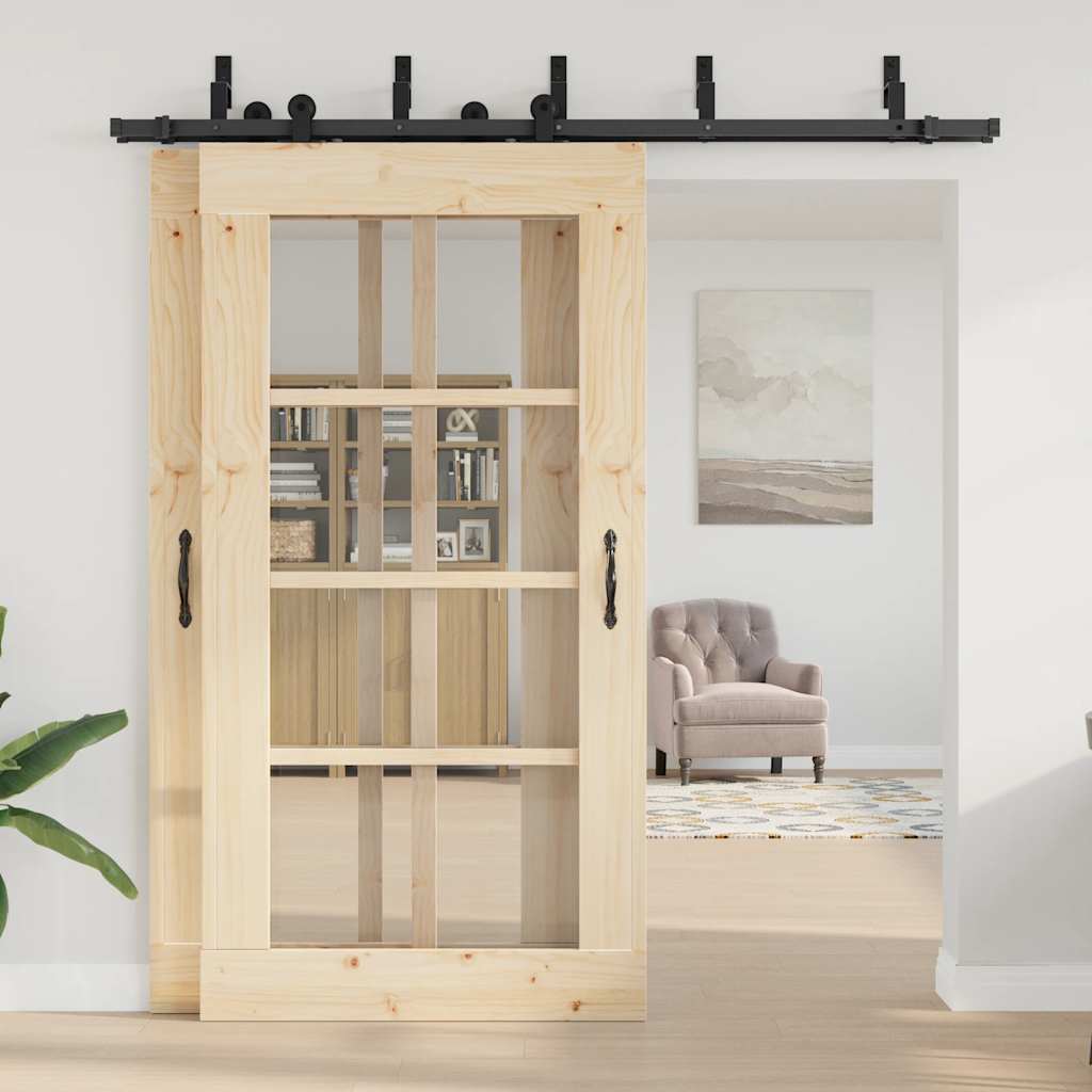 Doos met onderdelen voor schuifdeur 213,5 cm staal zwart