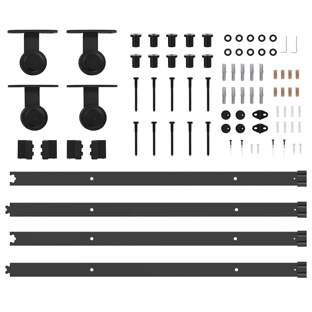 Doos met onderdelen voor schuifdeur 213,5 cm staal zwart