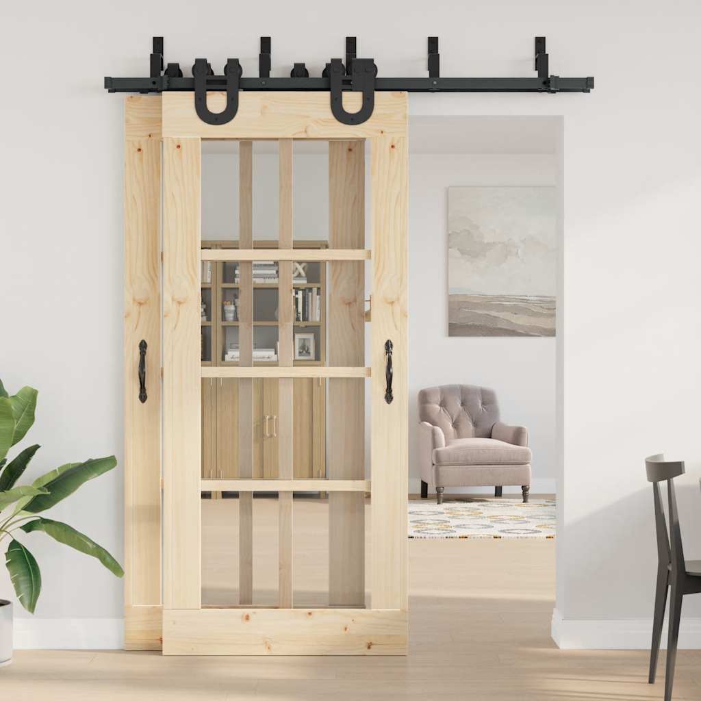 Doos met onderdelen voor schuifdeur 183 cm staal zwart